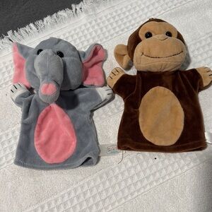 Elephant and Monkey Hand Puppets
